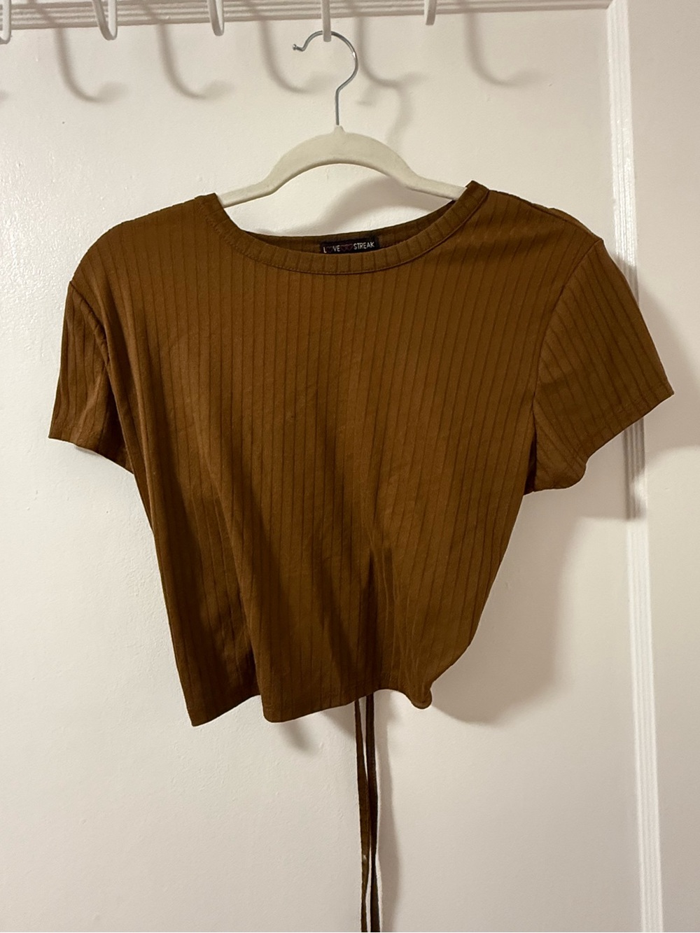 Women's Ribbed Brown Crop Top